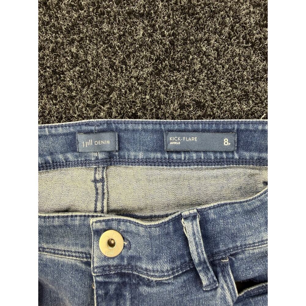 J. Jill Denim Jeans Womens 8 Blue Kick Flare Ankle Raw Hem Stretch - Picture 2 of 8